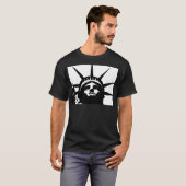 自由のポップ・アートの白黒像 Tシャツ (正面フル)