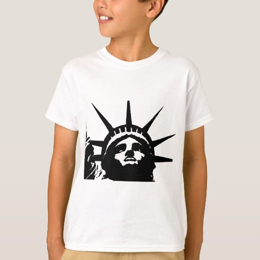 自由のポップ・アートの白黒像 Tシャツ (正面)
