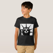 自由のポップ・アートの白黒像 Tシャツ (正面フル)