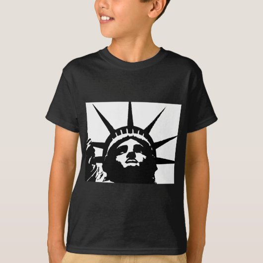 自由のポップ・アートの白黒像 Tシャツ (正面)