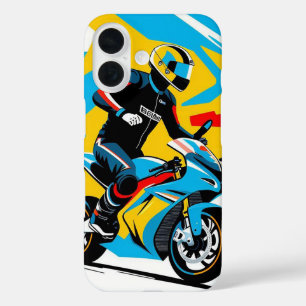 🏍️ 自由のライダーのシルエット 輝く夕陽の下に iPhone 16ケース