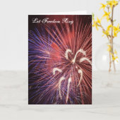 自由のリングの花火カードを許可して下さい カード (黄色い花)