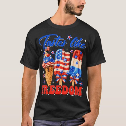 自由の味アイスクリームポップスイクル愛国 Tシャツ (正面)