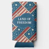 自由の国アメリカ独立記念日ブルーレッド スリム缶クーラー (裏面)