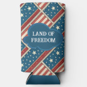 自由の国アメリカ独立記念日ブルーレッド スリム缶クーラー (正面)