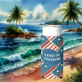 自由の国アメリカ独立記念日ブルーレッド スリム缶クーラー