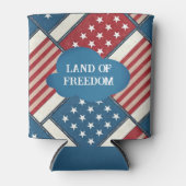 自由の国アメリカ独立記念日レッドブルー 缶クーラー (正面)