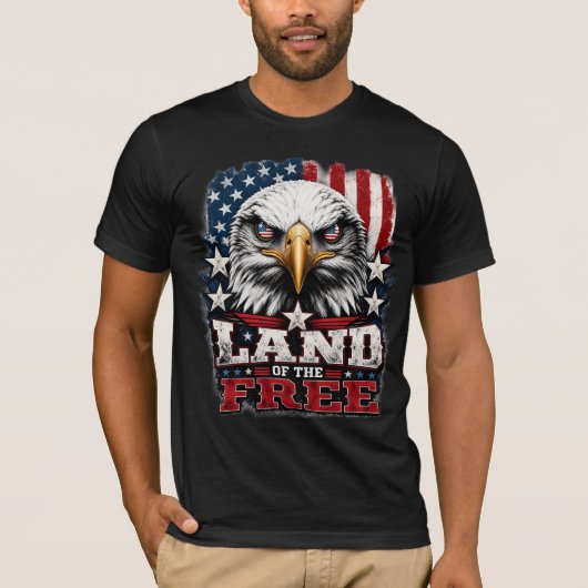 自由の国 - イーグル愛国ティー Tシャツ (正面)