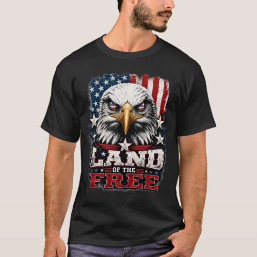 自由の国 - イーグル愛国ティー Tシャツ (正面)