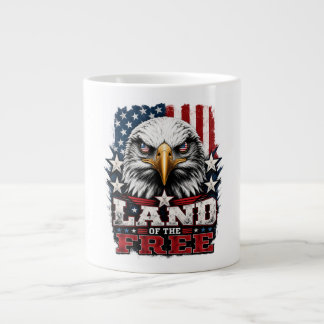 自由の国 - イーグル愛国マグカップ ジャンボコーヒーマグカップ