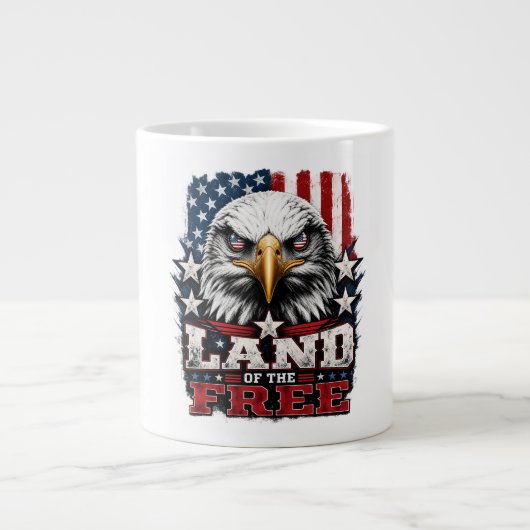 自由の国 - イーグル愛国マグカップ ジャンボコーヒーマグカップ (正面)