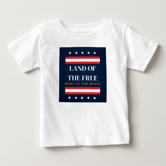 自由の国、勇敢な者の故郷 7月4日 ベビーTシャツ (正面)