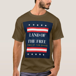 自由の国、勇敢な者の故郷 7月4日 Tシャツ