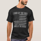 自由の国、勇者の家 アメリカ国旗 Tシャツ (正面)
