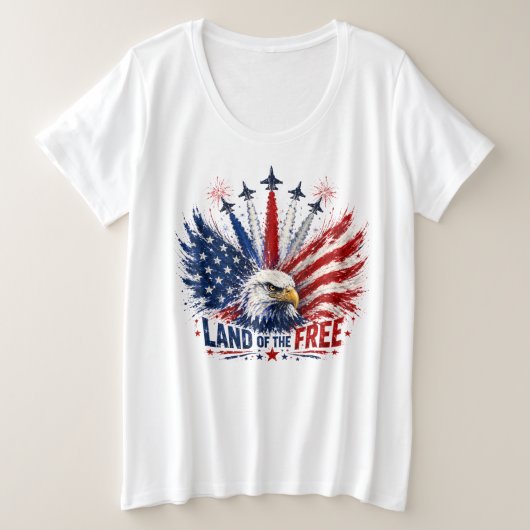 自由の国、自由250年 プラスサイズTシャツ (デザイン正面)
