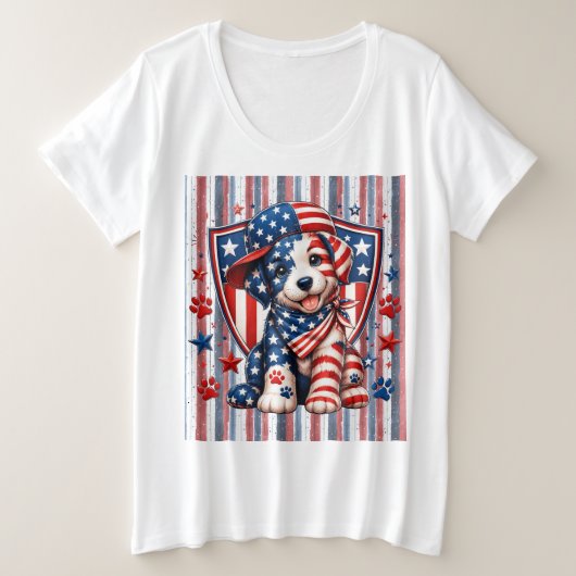 自由の国、自由250年 プラスサイズTシャツ (デザイン正面)