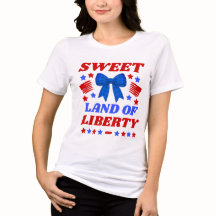 自由の地のブルーギンガムボウTシャツ