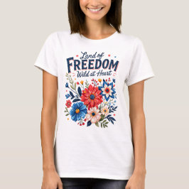 自由の地の花の愛国グラフィック Tシャツ