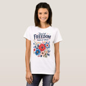 自由の地の花の愛国グラフィック Tシャツ (正面フル)