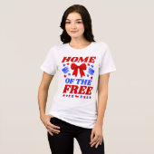 自由の地の赤いギンガムボウ トライブレンドＴシャツ (正面全面)