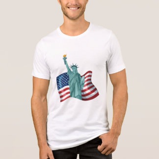 自由の女神とアメリカ国旗のイラスト トライブレンドTシャツ
