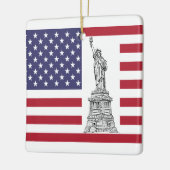自由の女神とアメリカ国旗のオーナメント セラミックオーナメント (左)