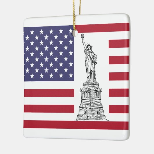 自由の女神とアメリカ国旗のオーナメント セラミックオーナメント (左)