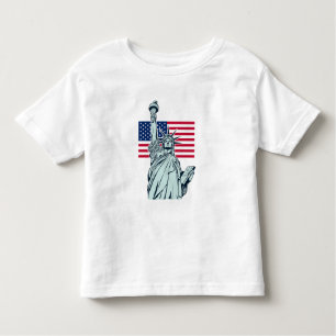 自由の女神とアメリカ国旗 トドラーTシャツ