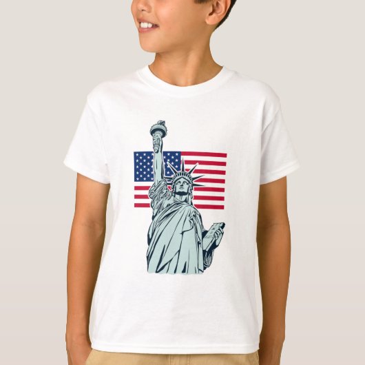 自由の女神とアメリカ国旗 Tシャツ (正面)