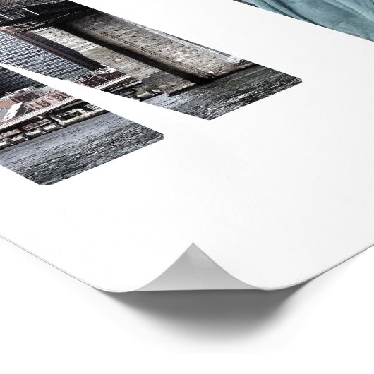 自由の女神とニューヨーク市のスカイライン ポスター (角)