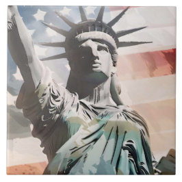 自由の女神と米国国旗 タイル