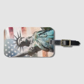 自由の女神と米国国旗 ラゲッジタグ (正面横)