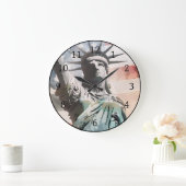 自由の女神と米国国旗 ラージ壁時計 (ホーム)