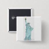 自由の女神のイラストレーション 缶バッジ (正面&裏面)