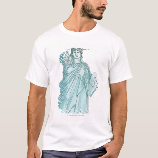 自由の女神のイラストレーション Tシャツ (正面)