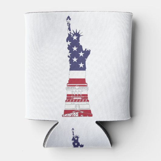 自由の女神の愛国旗 缶クーラー (正面)