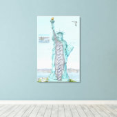 自由の女神の断面イラストレーション キャンバスプリント (インサイチュ (ウッドフロア))