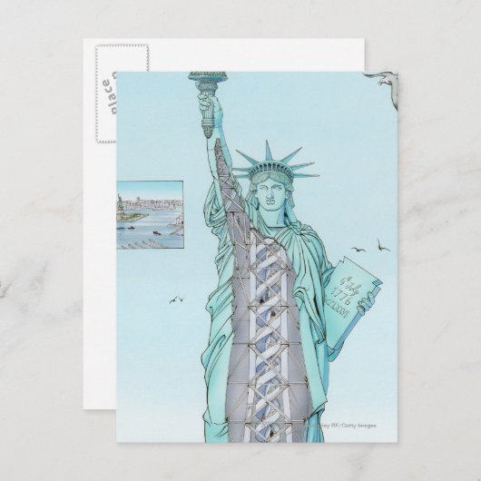 自由の女神の断面イラストレーション ポストカード (正面/裏面)