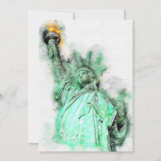 自由の女神の水の色クローズアップポートレート サンキューカード (正面)