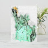自由の女神の水の色クローズアップポートレート サンキューカード (スタンド正面)