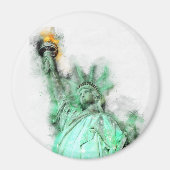 自由の女神の水の色クローズアップポートレート マグネット (正面)