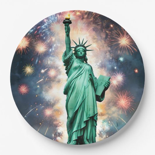 自由の女神の花火の独立日、 ペーパープレート (正面)