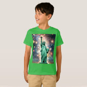 自由の女神の花火の独立日、少年 Tシャツ (正面フル)