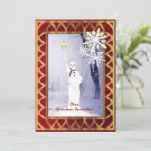 自由の女神の雪だるまクリスマス 招待状 (スタンド正面)