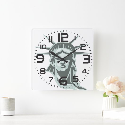 自由の女神の顔ウォールクロック スクエア壁時計 (ホーム)