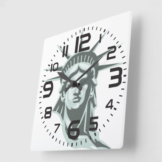 自由の女神の顔ウォールクロック スクエア壁時計 (傾斜)