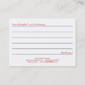 自由の女神の顧客コメントカード 名刺 (裏面)