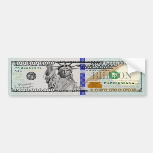 自由の女神の100億ドル札 バンパーステッカー (正面)