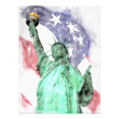 自由の女神は旗の水色で閉じる フォトプリント            (正面)