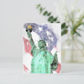 自由の女神は旗の水色で閉じる ポストカード (スタンド正面)